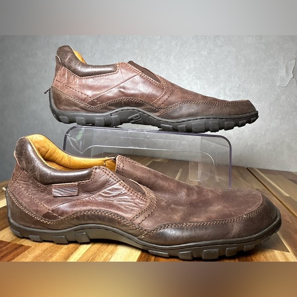 Pilolinos Brown Leather Elastic Side Slip-On Loafer Shoes Non-Slip Bottom Sz 45 - Picture 2 of 8